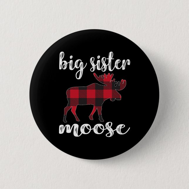 Big Sister Moose Matching Familjens julkläder Knapp (Framsida)