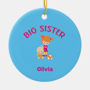 Big Sister Namn med Baby Brother Year Anpassningsb Julgransprydnad Keramik