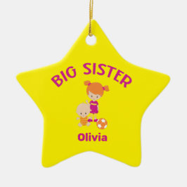 Big Sister Namn med Baby Brother Year Star Anpassn Julgransprydnad Keramik