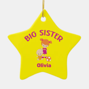 Big Sister Namn med Baby Brother Year Star Anpassn Julgransprydnad Keramik