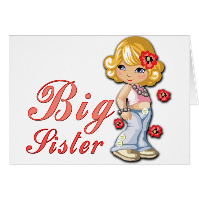 Big Sister och Flowers Hälsningskort (Framsidan Horizontal)