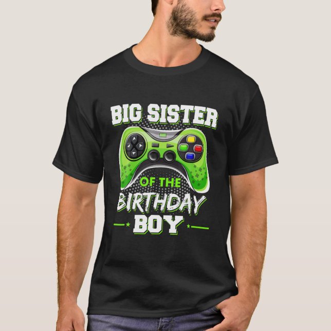 Big Sister of the Birthday Boy Dekorations Video G T Shirt (Framsida)