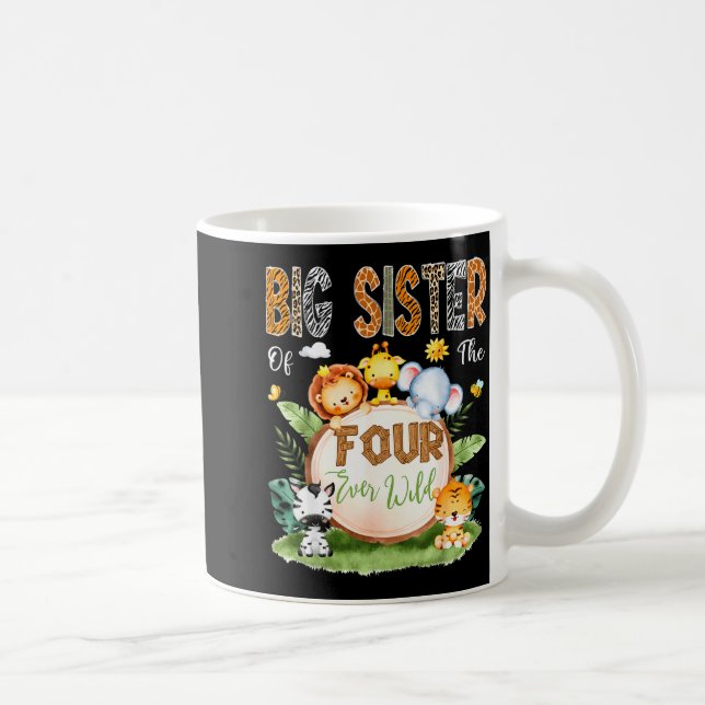 Big Sister Of The Four Ever Wild Safari 4th Birthd Kaffemugg (Höger)