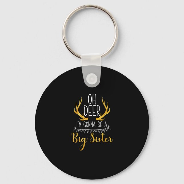 Big Sister Oh Deer Baby Announcement Cute Keychain Nyckelring (Framsida)