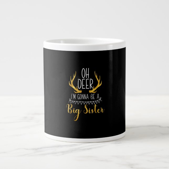 Big Sister Oh Deer Baby Announcement Cute Style  Jumbo Mugg (Framsidan)