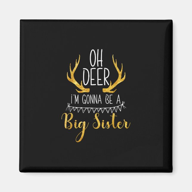Big Sister Oh Deer Baby Announcement Cute Style  Magnet (Framsidan)