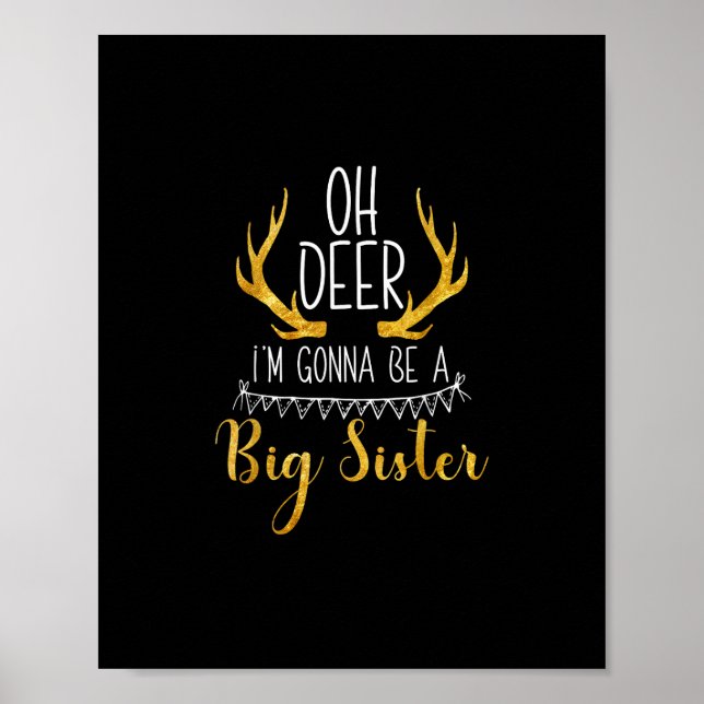 Big Sister Oh Deer Baby Announcement Cute Style  Poster (Framsidan)