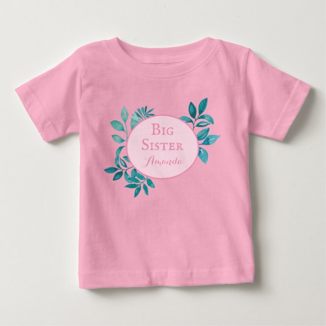 Big Sister personlig namn T Shirt (Framsida)