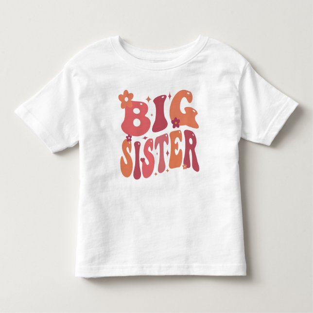 Big Sister Retro Fall Groovy T Shirt (Framsida)