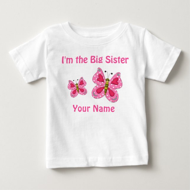 Big Sister Rosa Butterfly Personlig T Shirt (Framsida)