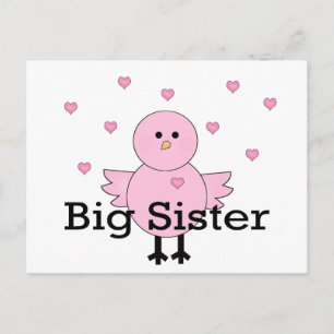 Big Sister Rosa Chick & Hjärter Vykort
