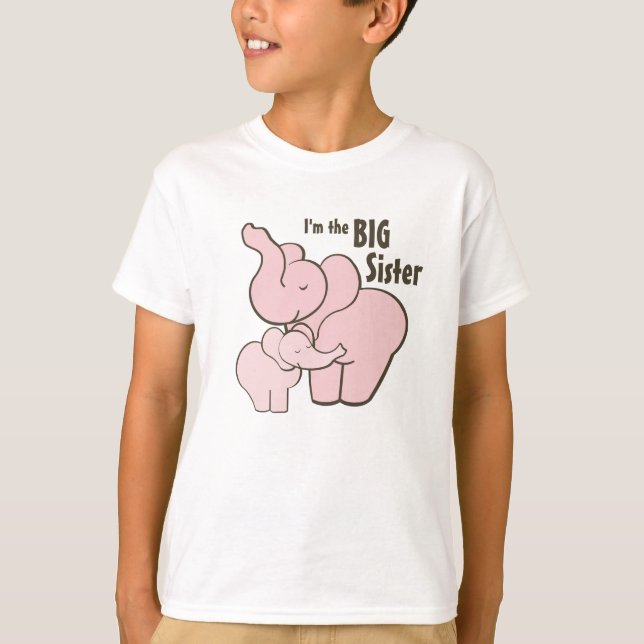 Big Sister Rosa Elephant Tee Shirt (Framsida)