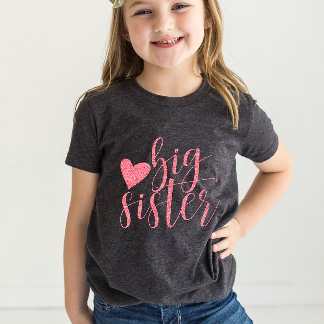 Big Sister rosa glitter print Tröja (Skapare uppladdad)