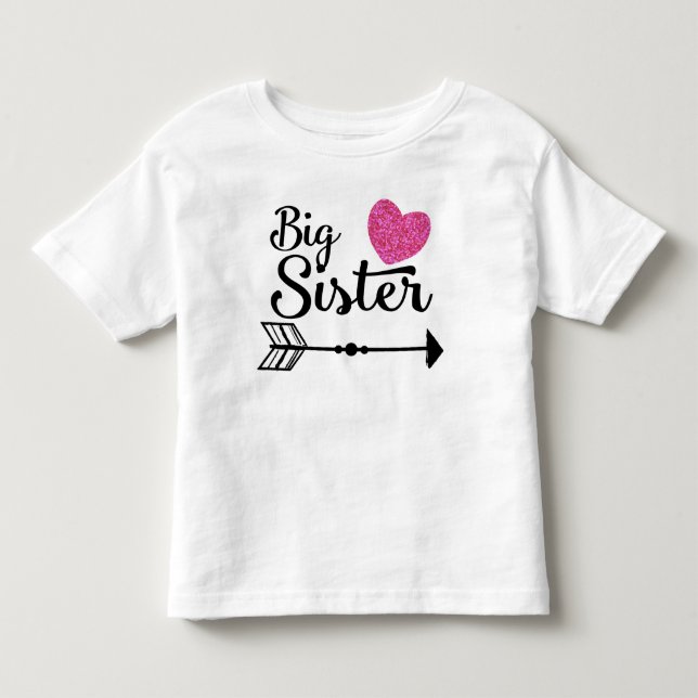 Big Sister Rosa Heart Arrow Raglan Tee (Framsida)