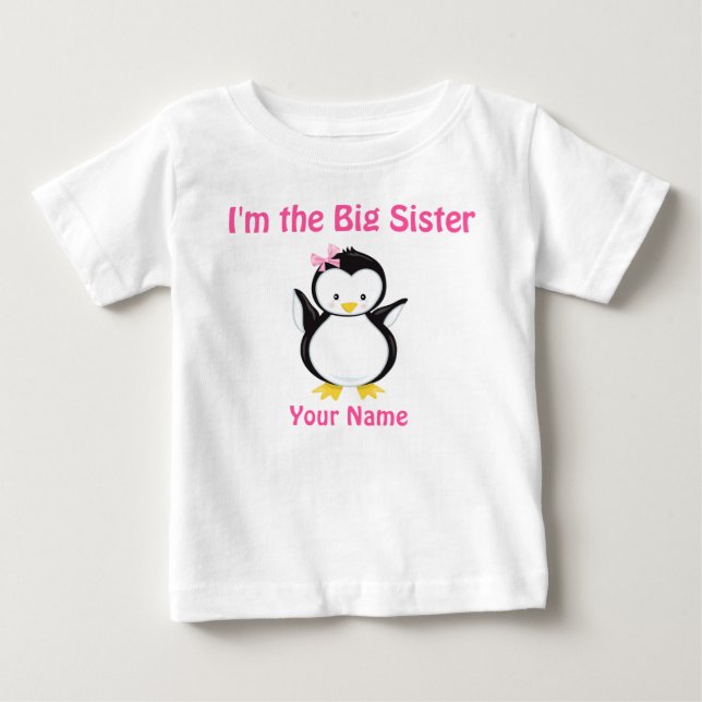 Big Sister Rosa Penguin Personlig T Shirt (Framsida)