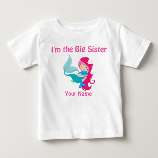 Big Sister Rosa Sjöjungfru Personlig Shirt Tee (Framsida)