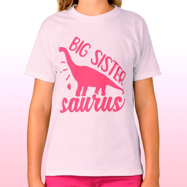 Big Sister Saurus i Rosa T Shirt (Skapare uppladdad)