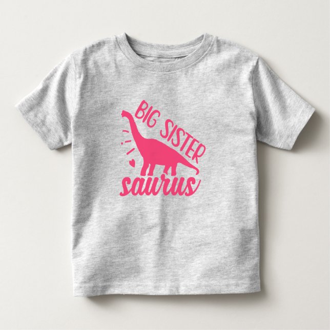 Big Sister Saurus i Rosa T Shirt (Framsida)
