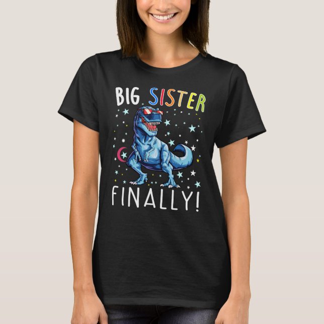 Big Sister Slutligen dinosaur Shirt - dinosaur-skj T (Framsida)