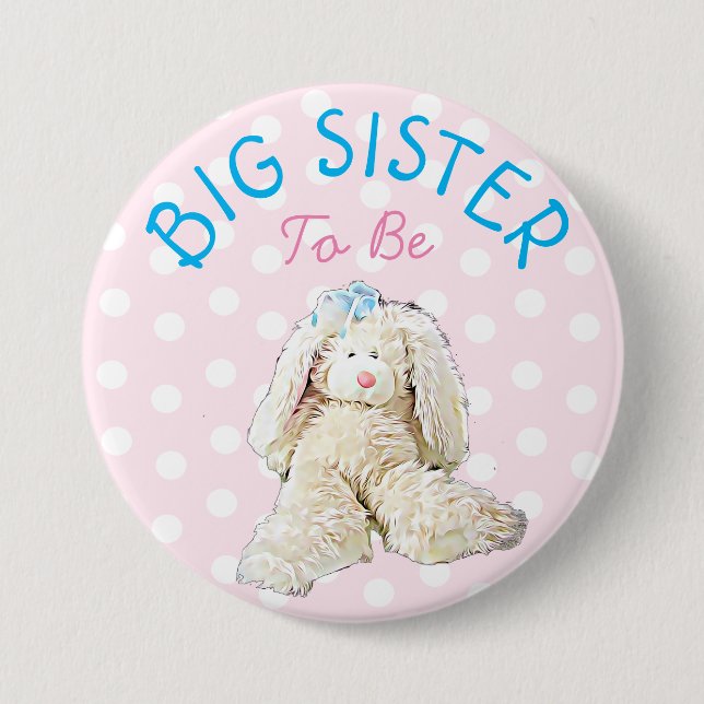 Big Sister som ska vara Baby Cute Bunny Shower But Knapp (Framsida)