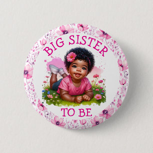 Big Sister som ska vara Flickans Blommigt Baby S Knapp
