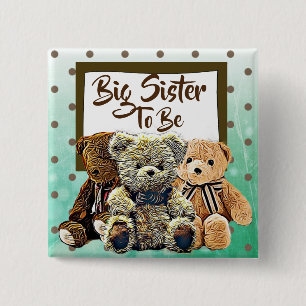 Big Sister som ska vara Nalle Baby Shower Knapp