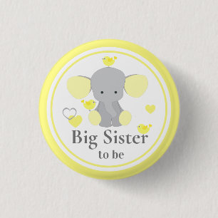 Big Sister som ska vara Pojke Flickdusch Elephant Knapp