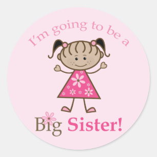 Big Sister som ska vara Stick figur Girl Ethnic Runt Klistermärke