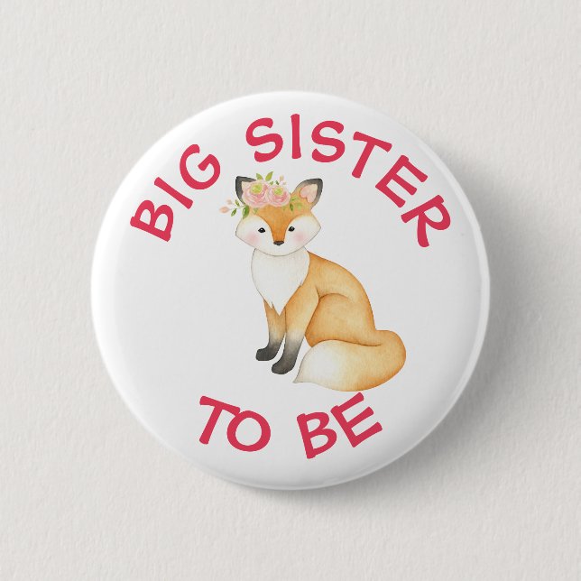 Big Sister som ska vara Woodland Animals Baby Show Knapp (Framsida)