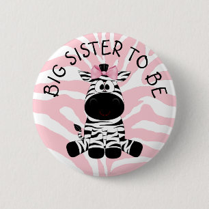 Big Sister som ska vara Zebra Baby Shower-knapp Knapp