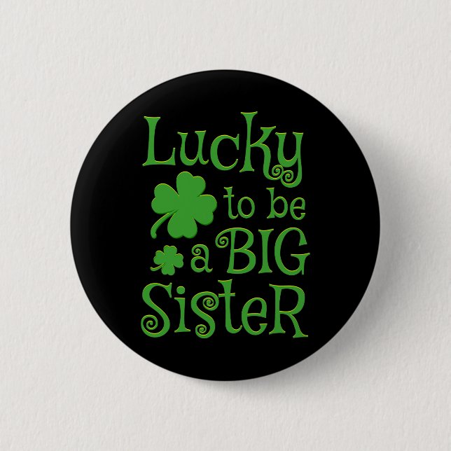 Big Sister St Patricks Day Graviditetsannonsering  Knapp (Framsida)