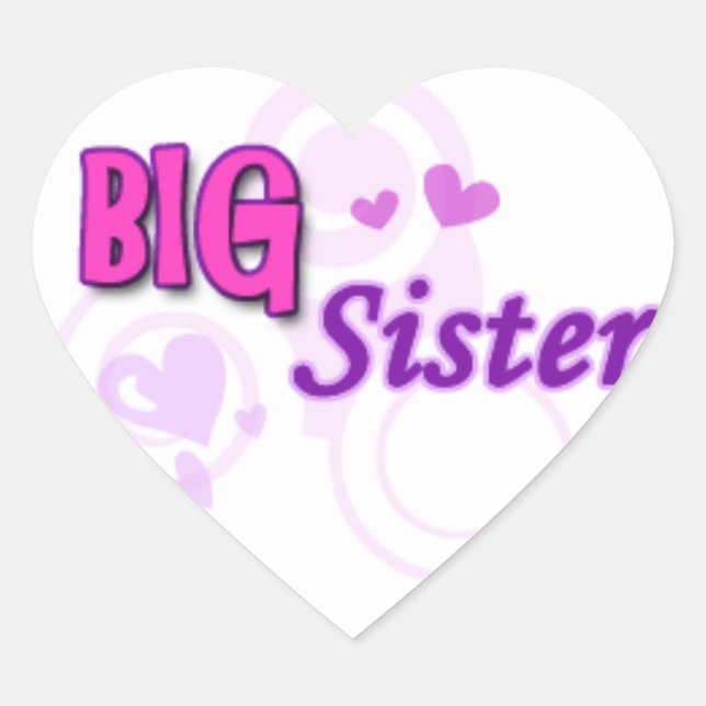 Big Sister Stickers Hjärtformat Klistermärke (Framsida)