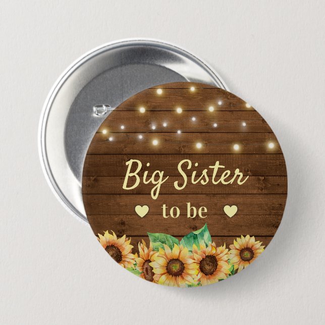 Big Sister Syrran ska vara Rustic Sunsun Baby Show Knapp (Framsida & baksida)