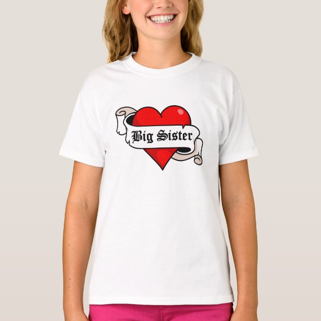 Big Sister Tattoo Heart Tee (Framsida)