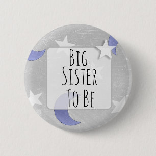 Big Sister till Stars och Måne Baby Shower Knapp