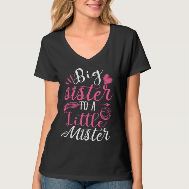 Big Sister to a Little Mister Pregnancy Announceme T Shirt (Framsida)