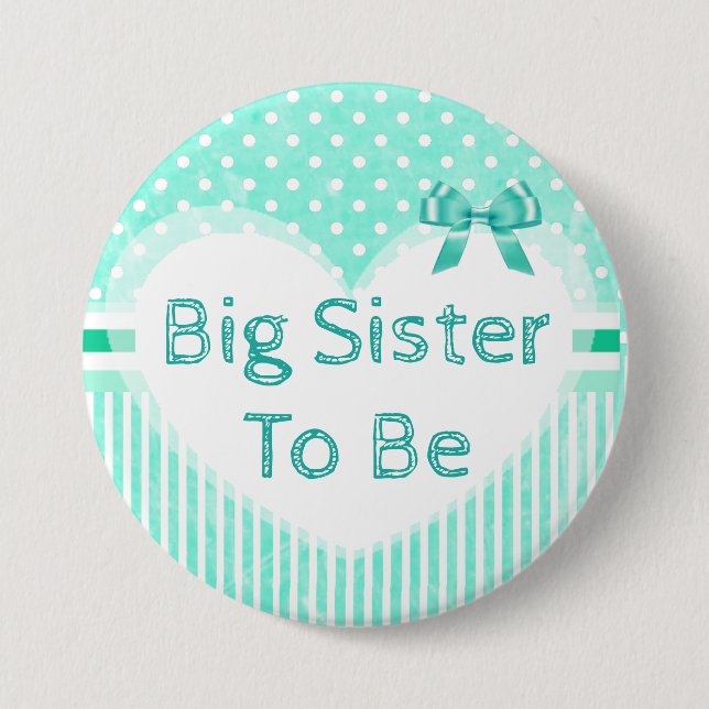 Big Sister to be Baby Shower Button Blue Knapp (Framsida)