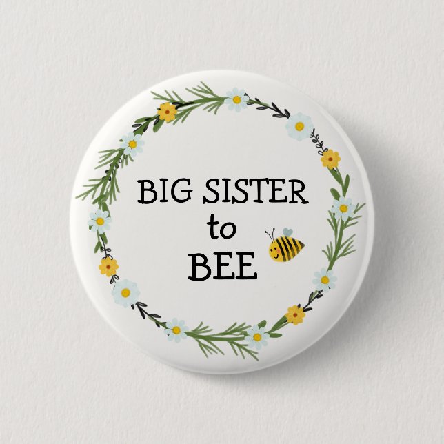 Big Sister to Bee Baby Shower Knapp (Framsida)