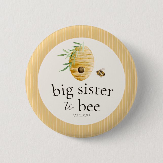 Big Sister To Bee Bumblebee Baby Shower Family  Knapp (Framsida)