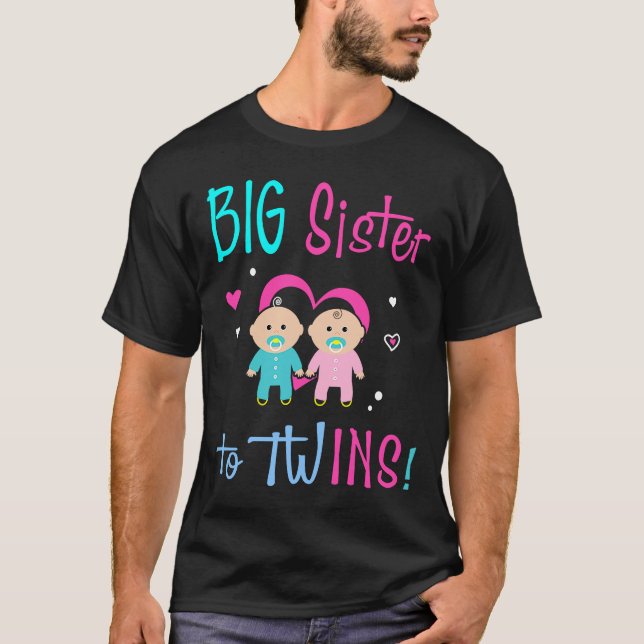 Big Sister to Twillingars Girl Boy T Shirt (Framsida)