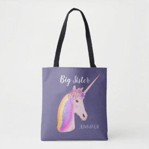 Big Sister Unicorn Rainbow Lila Personlig Tygkasse