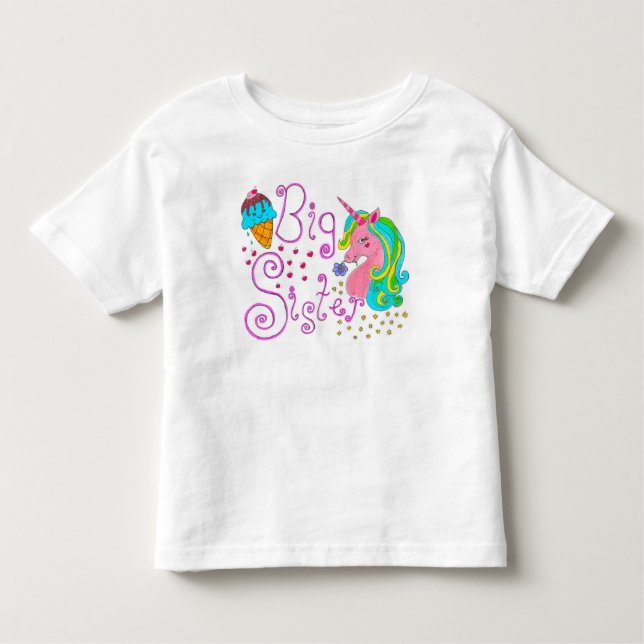 "Big Sister" Unicorn Småbarn T-shirt (Framsida)