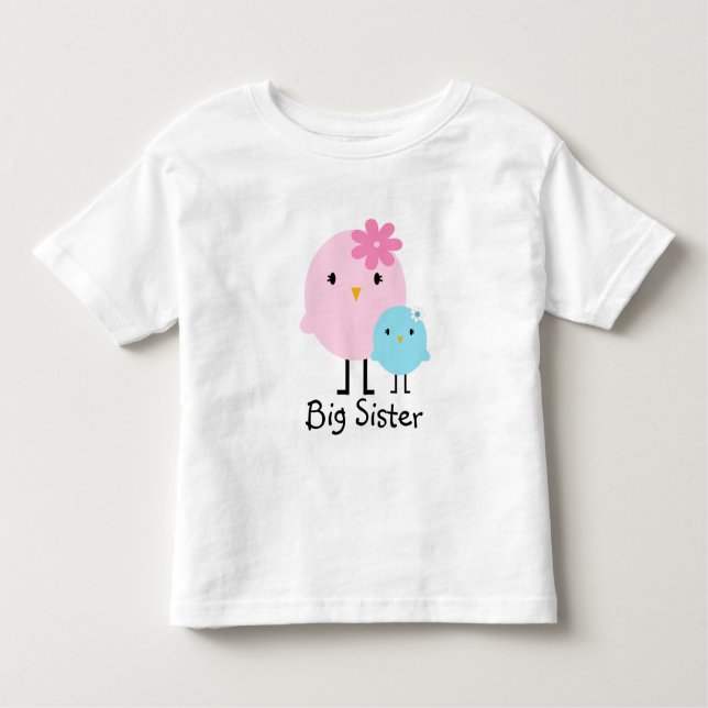 Big Sister Vår Birds Girls Tee (Framsida)
