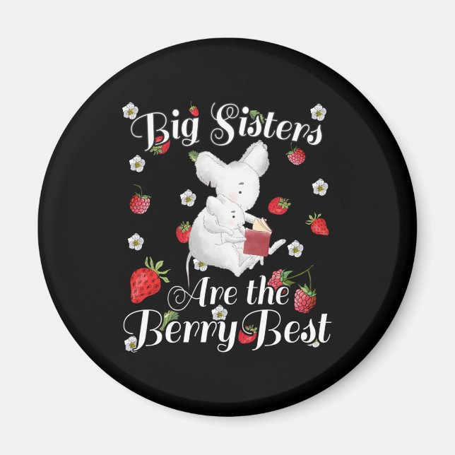 Big Sisters Berry Best - Mouse Strawberry Pun Magnet (Framsidan)