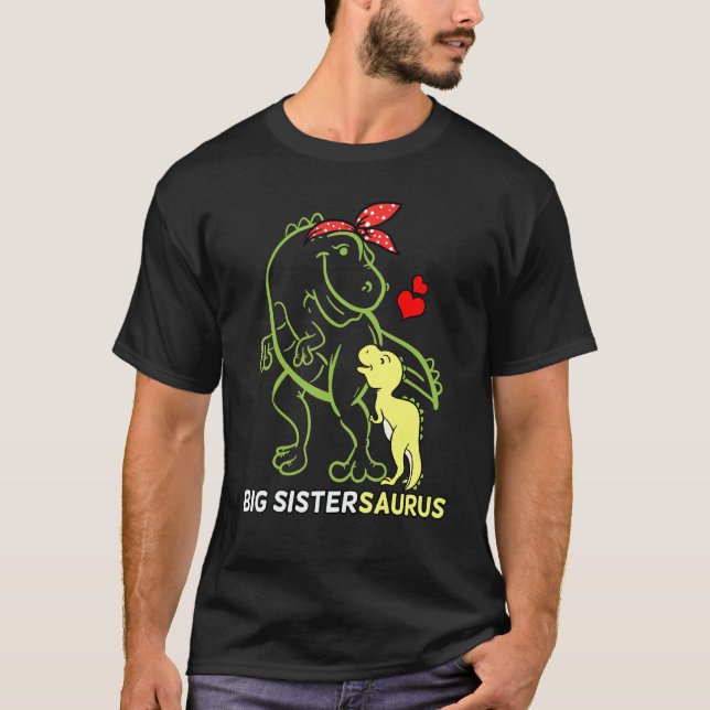 Big Sistersaurus Sister Dinosaur Baby T Shirt (Framsida)