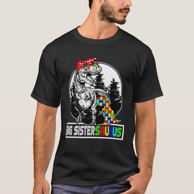 Big Sistersaurus T Rex Dinosaur Big Sister Saurus  Shirt (Framsida)