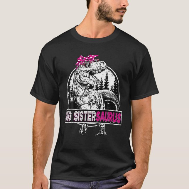 Big Sistersaurus T Rex Dinosaur Sister Saurus Moth T Shirt (Framsida)