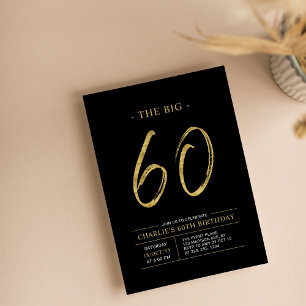 Big Sixty Guld & Svart 60-årsfest Inbjudningar