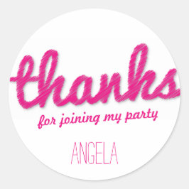 Big Sketch Girl Födelsedagsfest Stickers Runt Klistermärke