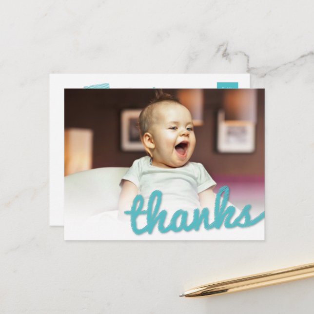 Big Sketch tack Boy's Birthday Photo Tack Vykort (Fram/Back In Situ)